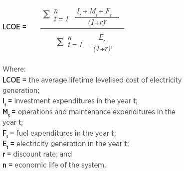 Levelized Cost of Electricity Generation