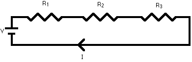 A circuit diagram showing a series connection 